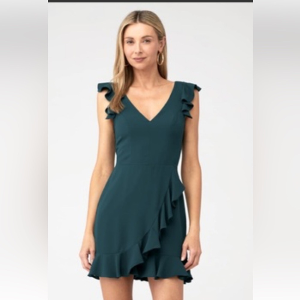 Amanda Uprichard Teal Ruffle Dress